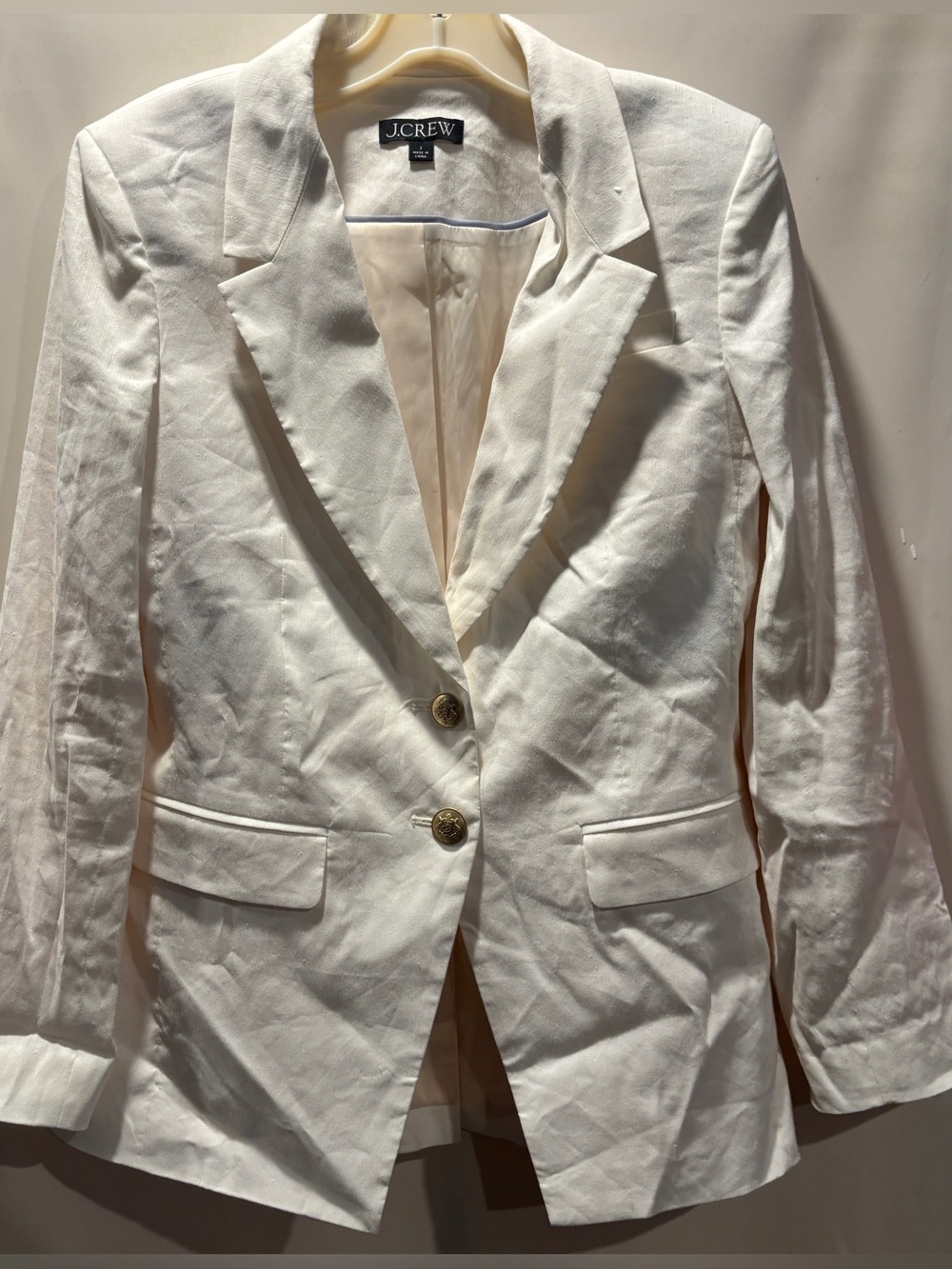 J. Crew Women's Ivory Linen Blend Tailored Blazer Size 2